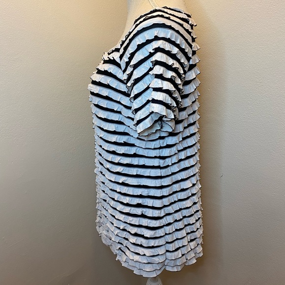 AB Studio Black/White Ruffle Shirt - Picture 6 of 8